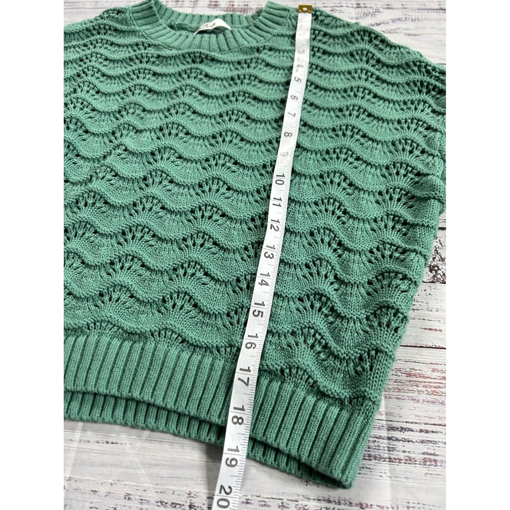 Hollister California‎ Green Crochet Knit Pullover Sweater Women's Small - Picture 4 of 5